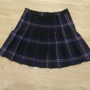 Pitaya Plaid Pleated Mini Skirt - Navy